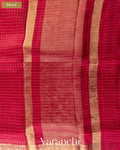 Tomato Red Checkered Pure Crush Kora Silk Saree — Pallu