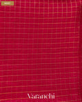 Tomato Red Checkered Pure Crush Kora Silk Saree — Body