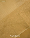 Ivory Checkered Pure Crush Kora Silk Saree — Blouse