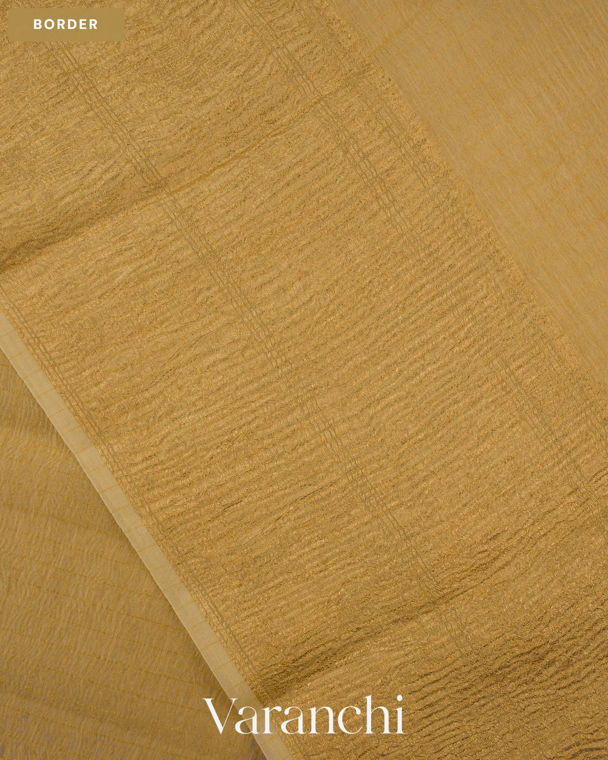 Ivory Checkered Pure Crush Kora Silk Saree — Border