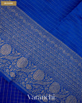 Royal Blue Checkered Pure Crush Kora Silk Saree — Blouse