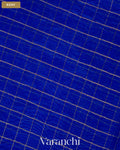Royal Blue Checkered Pure Crush Kora Silk Saree — Body