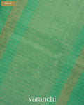 Aqua Green Checkered Pure Crush Kora Silk Saree — Pallu