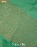 Aqua Green Checkered Pure Crush Kora Silk Saree — Blouse