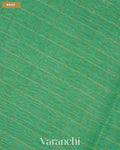 Aqua Green Checkered Pure Crush Kora Silk Saree — Body