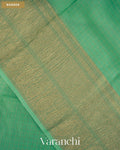Aqua Green Checkered Pure Crush Kora Silk Saree — Border