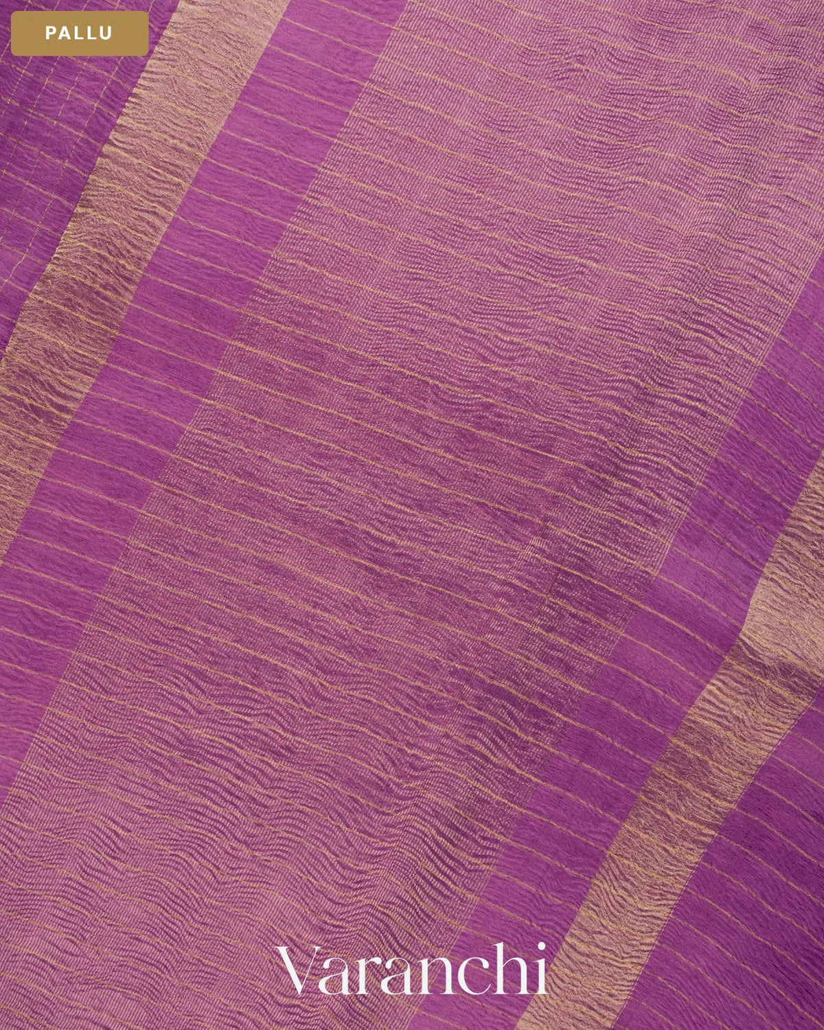 Lavender Checkered Pure Crush Kora Silk Saree — Pallu