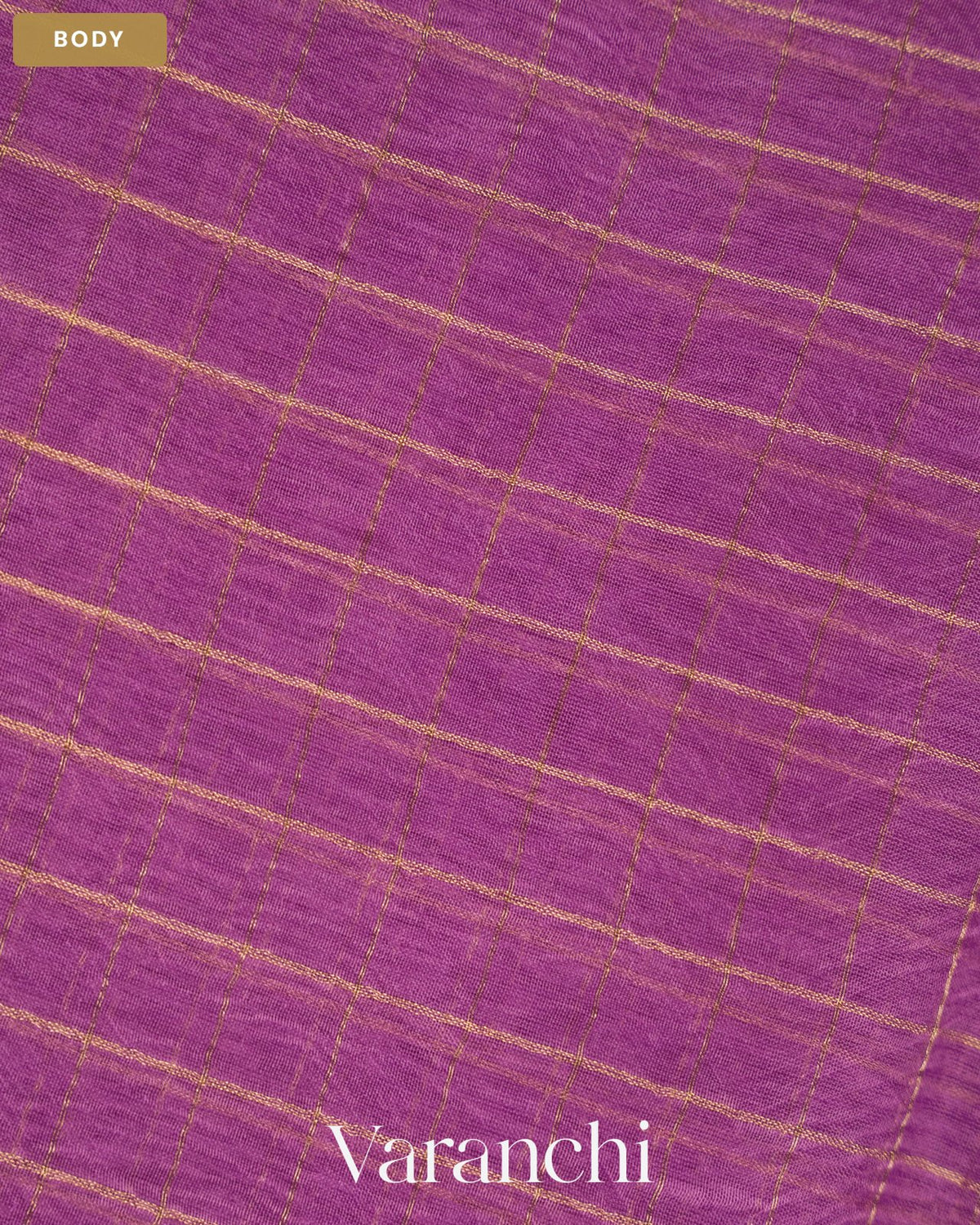 Lavender Checkered Pure Crush Kora Silk Saree — Body