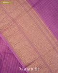 Lavender Checkered Pure Crush Kora Silk Saree — Border