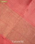 Coral Pink Checkered Pure Crush Kora Silk Saree — Blouse