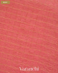 Coral Pink Checkered Pure Crush Kora Silk Saree — Body