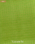 Parrot Green Checkered Pure Crush Kora Silk Saree — Body