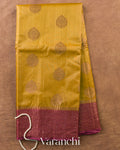 Olive Yellow Pure Tussar Silk Saree — Full Saree