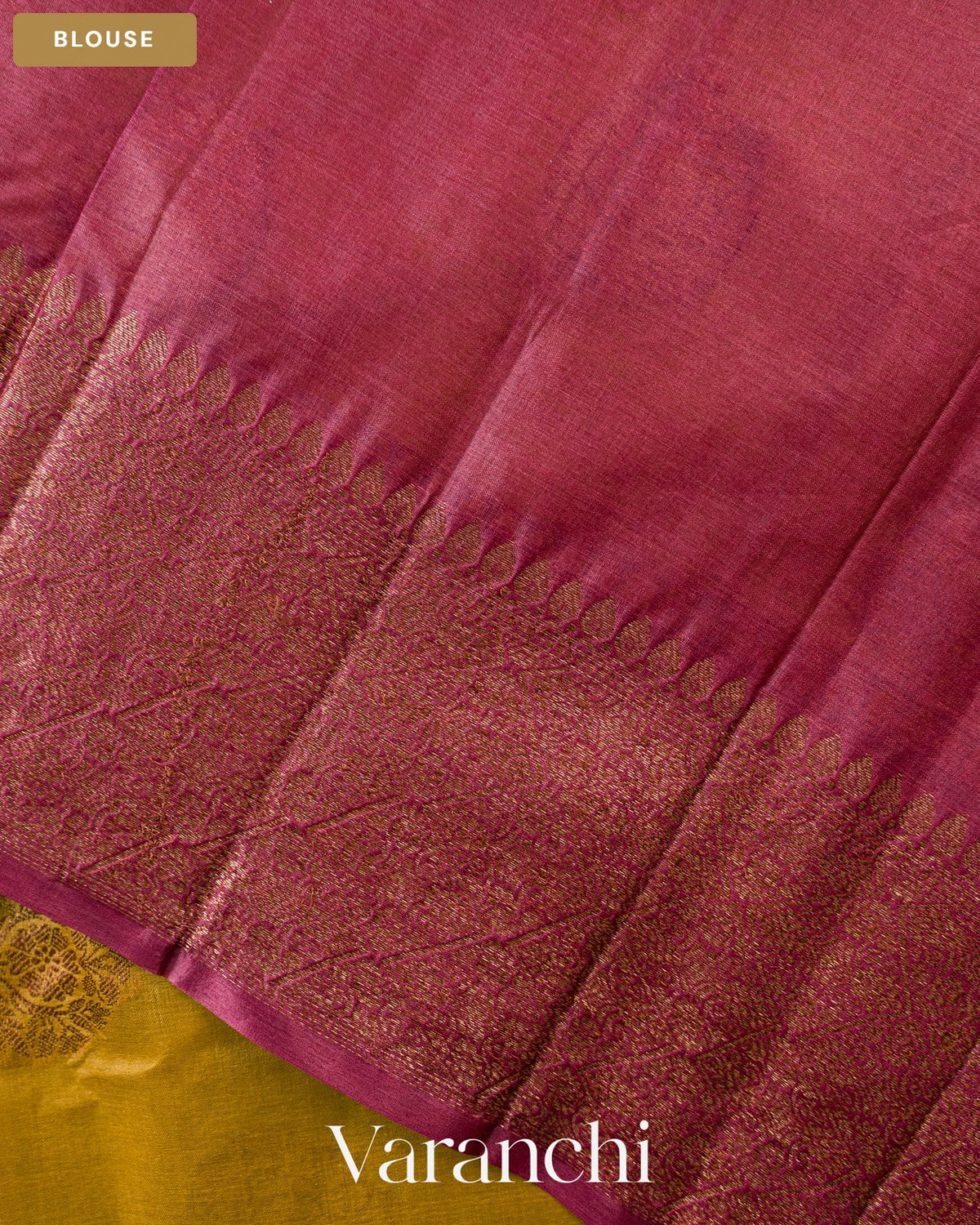 Olive Yellow Pure Tussar Silk Saree — Blouse