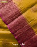 Olive Yellow Pure Tussar Silk Saree — Border