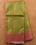 Mehandi Green Pure Tussar Silk Saree — Full Saree