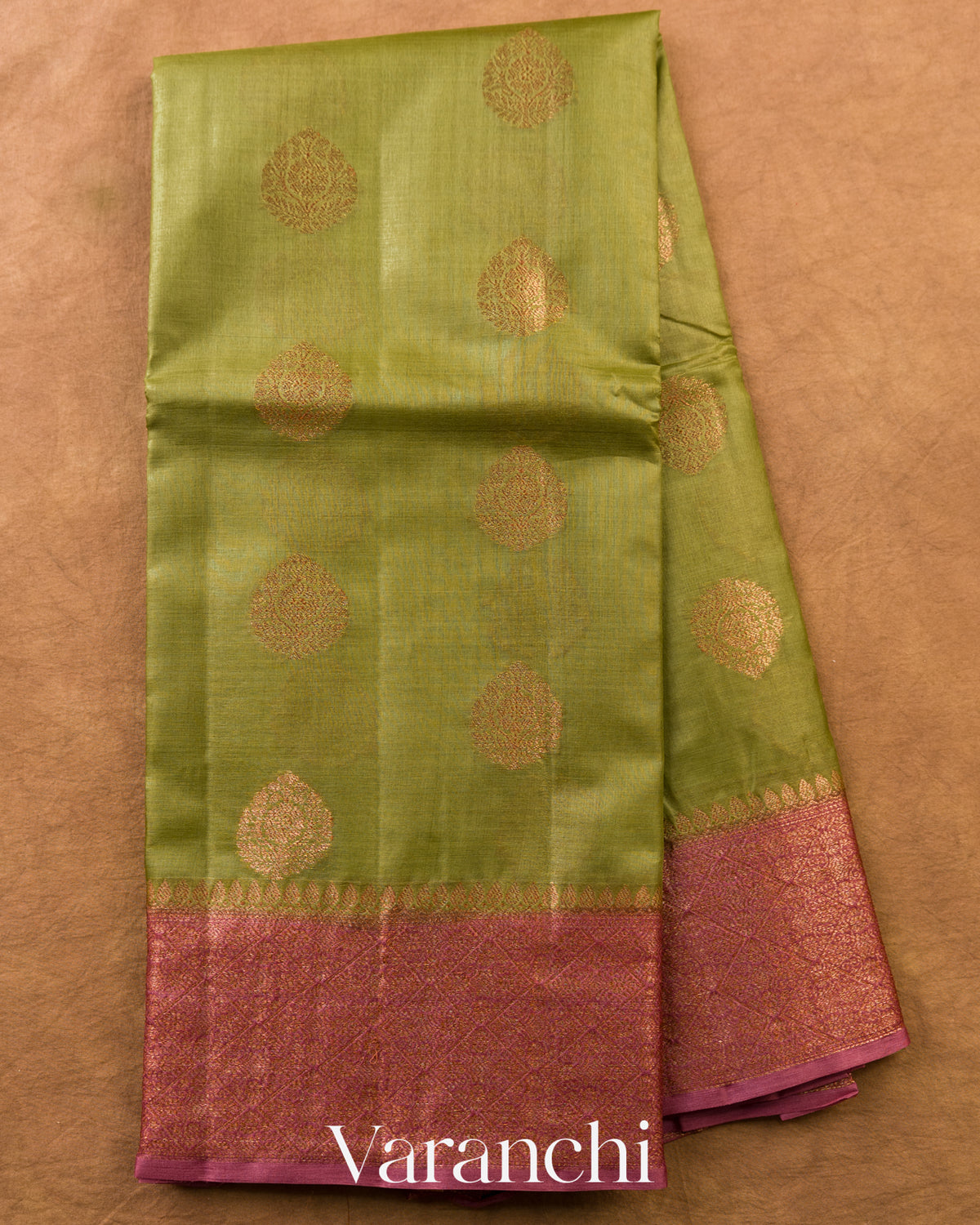 Mehandi Green Pure Tussar Silk Saree — Full Saree