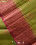 Mehandi Green Pure Tussar Silk Saree — Border