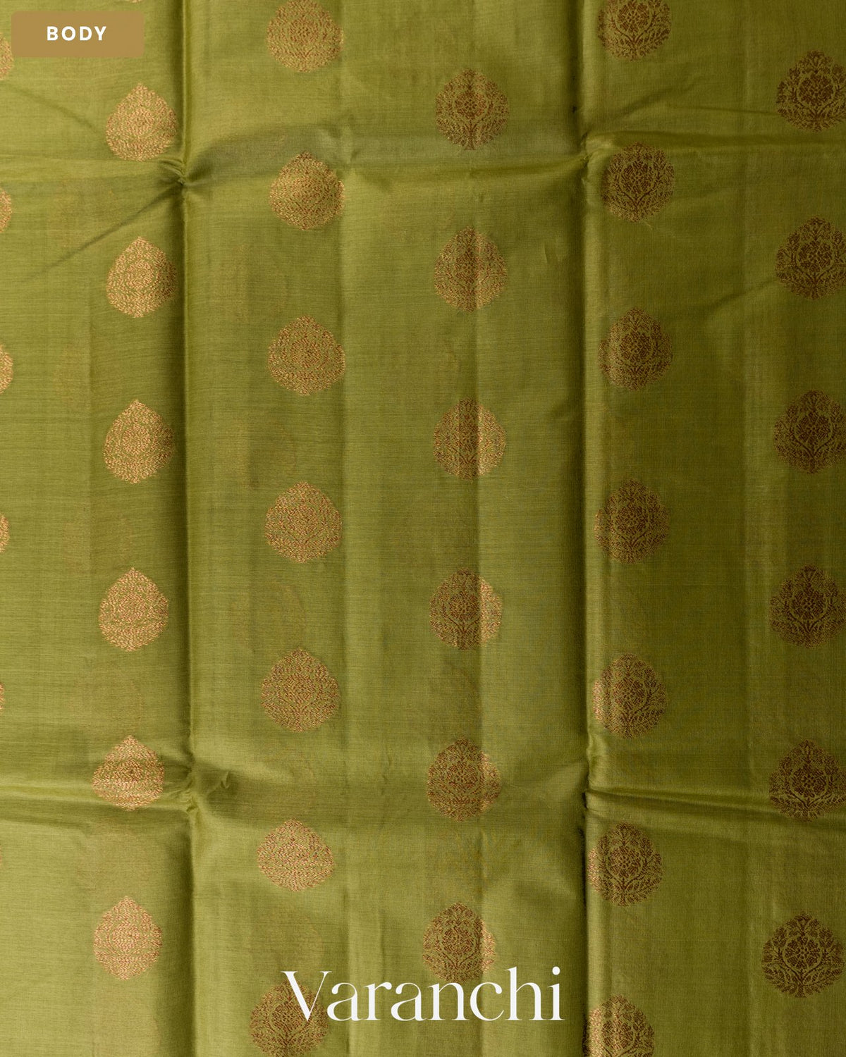 Mehandi Green Pure Tussar Silk Saree — Body