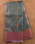 Slate Grey Pure Tussar Silk Saree — Full Saree
