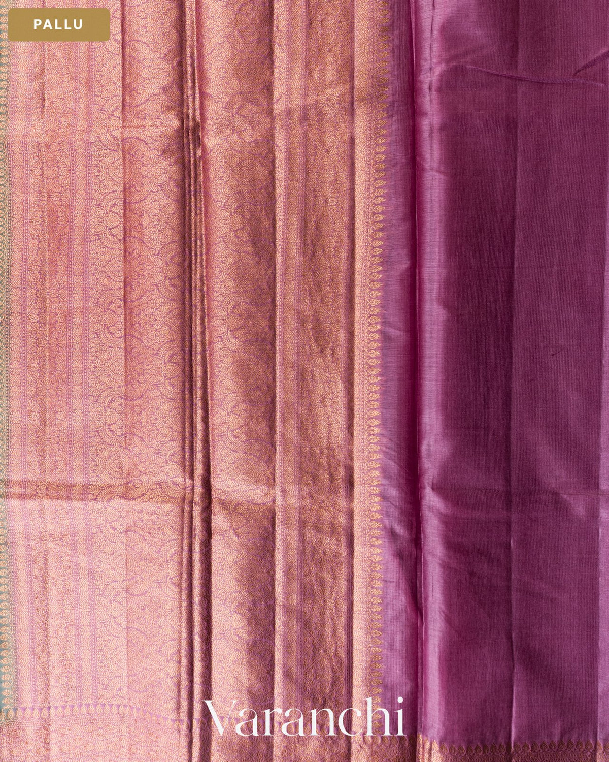 Slate Grey Pure Tussar Silk Saree — Pallu