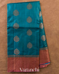 Teal Blue Pure Tussar Silk Saree — Full Saree