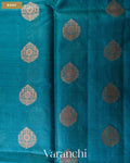 Teal Blue Pure Tussar Silk Saree — Body