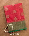 Ruby Red Pure Tussar Silk Saree — Folded