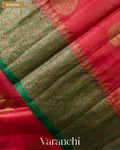 Ruby Red Pure Tussar Silk Saree — Border