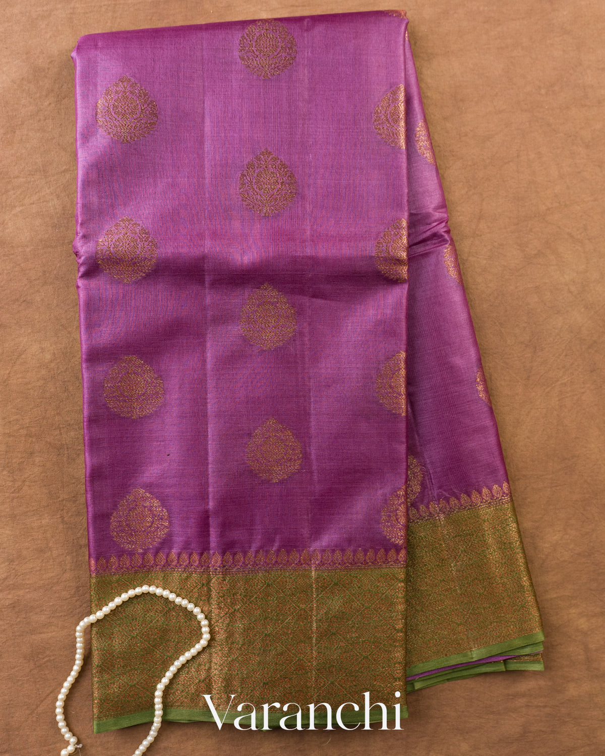 Purple Pink Pure Tussar Silk Saree — Full Saree