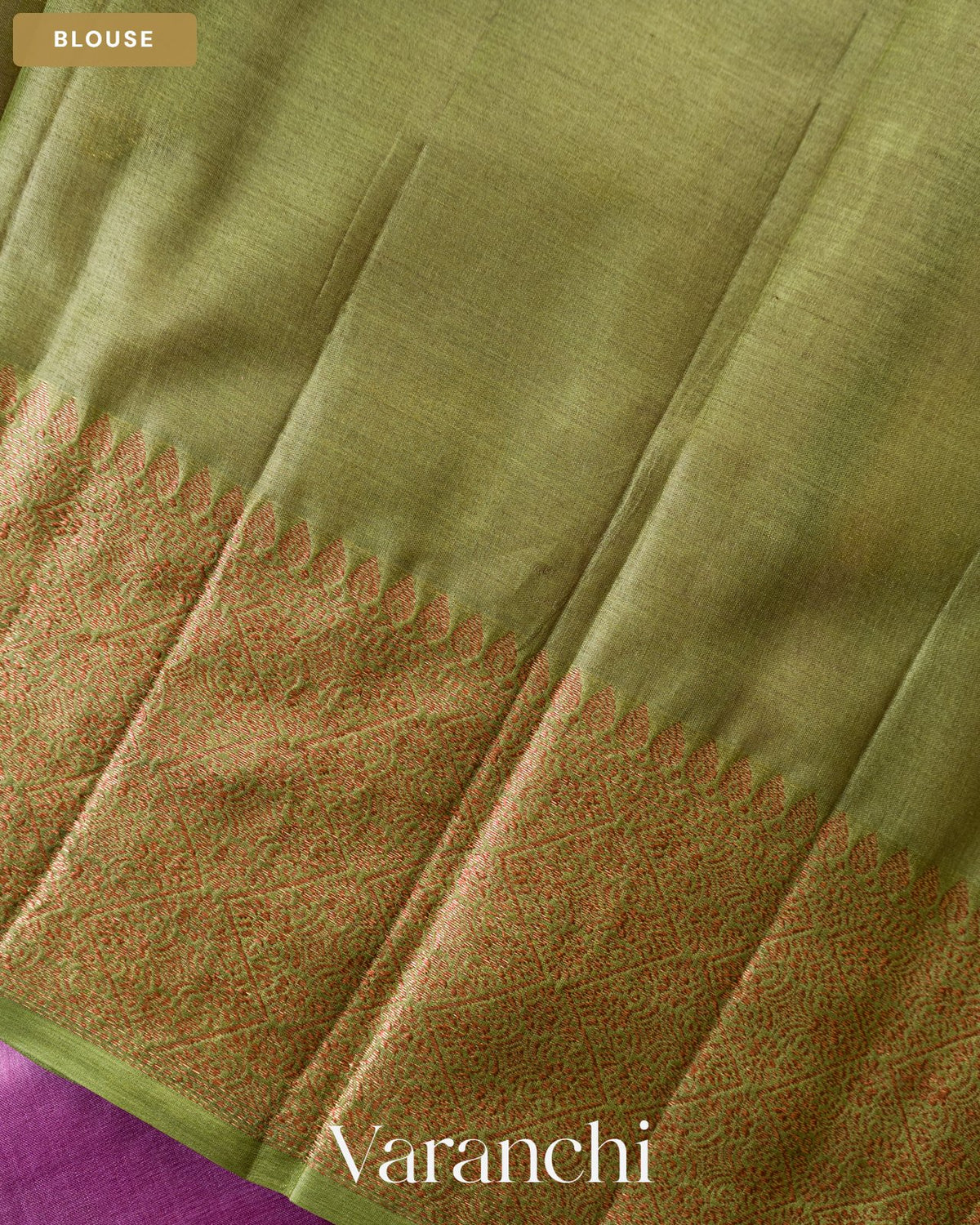Purple Pink Pure Tussar Silk Saree — Blouse