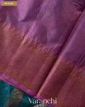 Teal Blue Lehariya Pure Tussar Silk Saree — Blouse