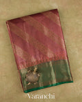 Onion Pink Lehariya Pure Tussar Silk Saree — Folded
