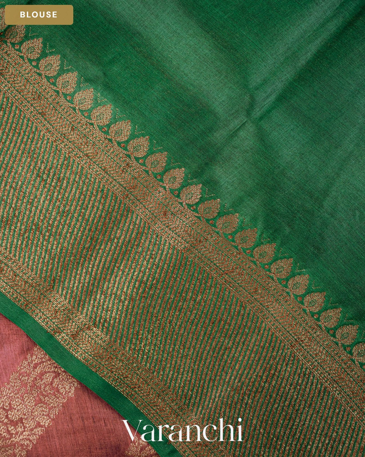 Onion Pink Lehariya Pure Tussar Silk Saree — Blouse
