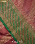 Onion Pink Lehariya Pure Tussar Silk Saree — Border
