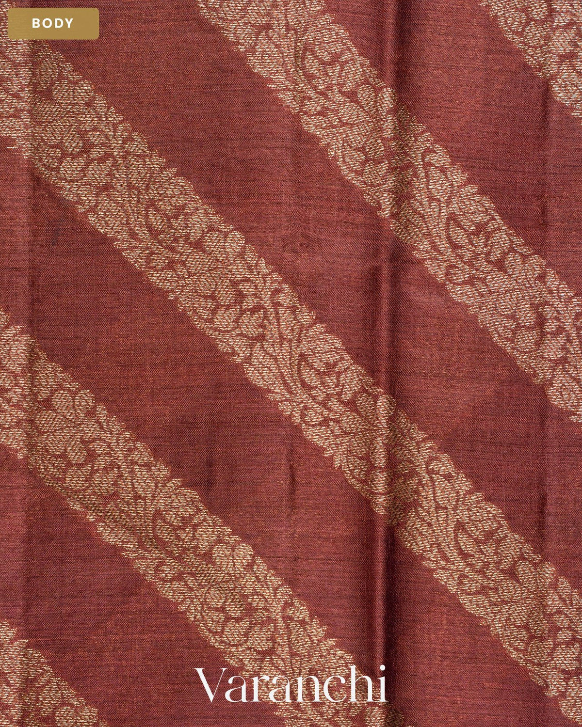 Onion Pink Lehariya Pure Tussar Silk Saree — Body