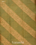Olive Green Lehariya Pure Tussar Silk Saree — Body