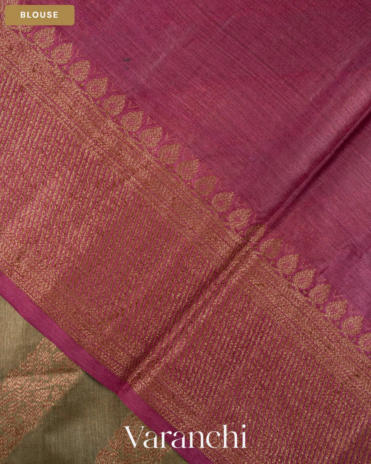 Grey Lehariya Pure Tussar Silk Saree — Blouse