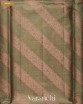 Grey Lehariya Pure Tussar Silk Saree — Body