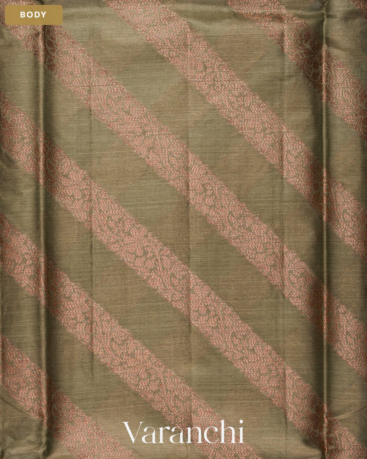Grey Lehariya Pure Tussar Silk Saree — Body