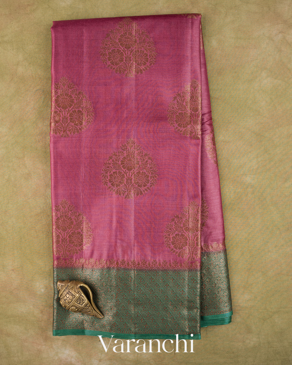 Onion Pink Pure Tussar Silk Saree — Full Saree