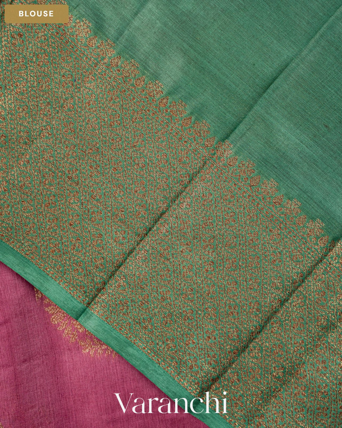 Onion Pink Pure Tussar Silk Saree — Blouse