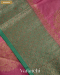 Onion Pink Pure Tussar Silk Saree — Border