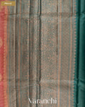 Coral Pure Tussar Silk Saree — Pallu