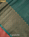 Coral Pure Tussar Silk Saree — Blouse