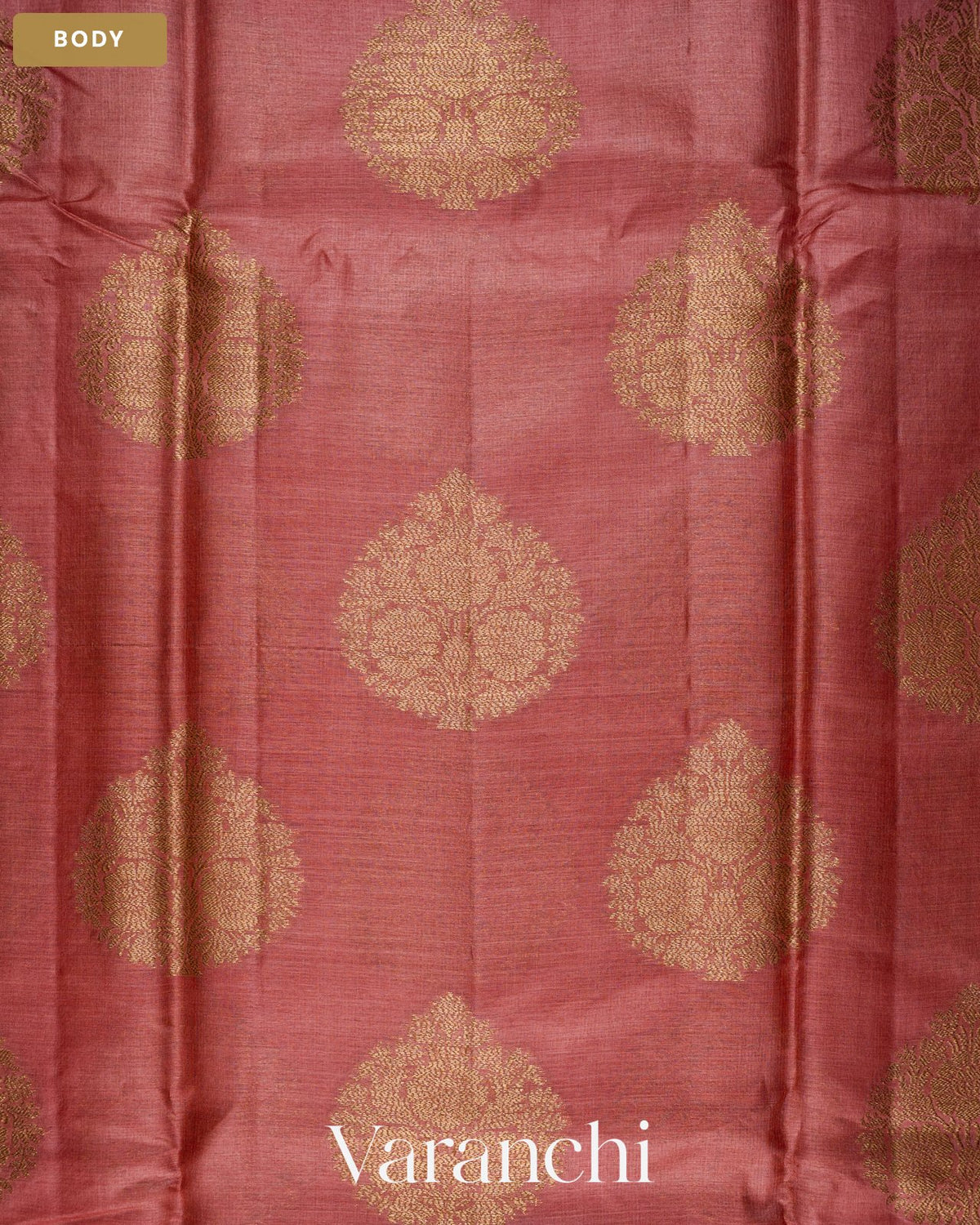 Coral Pure Tussar Silk Saree — Body