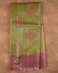 Olive Green Pure Tussar Silk Saree — Full Saree