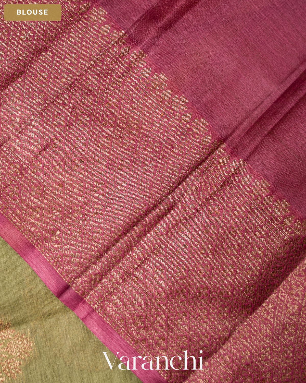 Olive Green Pure Tussar Silk Saree — Blouse
