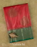 Tomato Red Pure Tussar Silk Saree — Folded