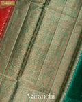 Tomato Red Pure Tussar Silk Saree — Pallu
